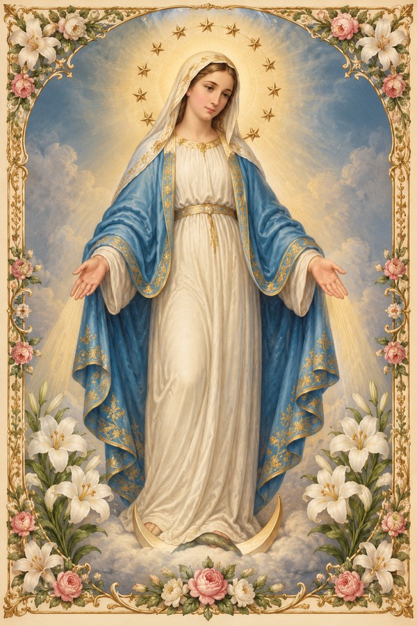 Devotional illustration of the Virgin Mary.