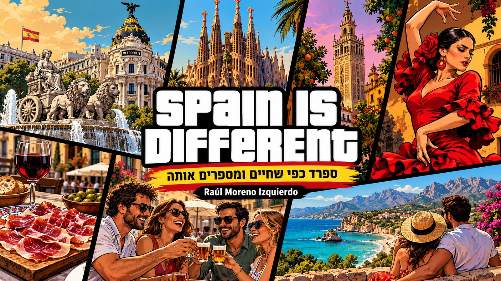 Spain is Different: כריכה במשבצות ובה ערי ספרד, פלמנקו, אוכל ומפגשים בין חברים.